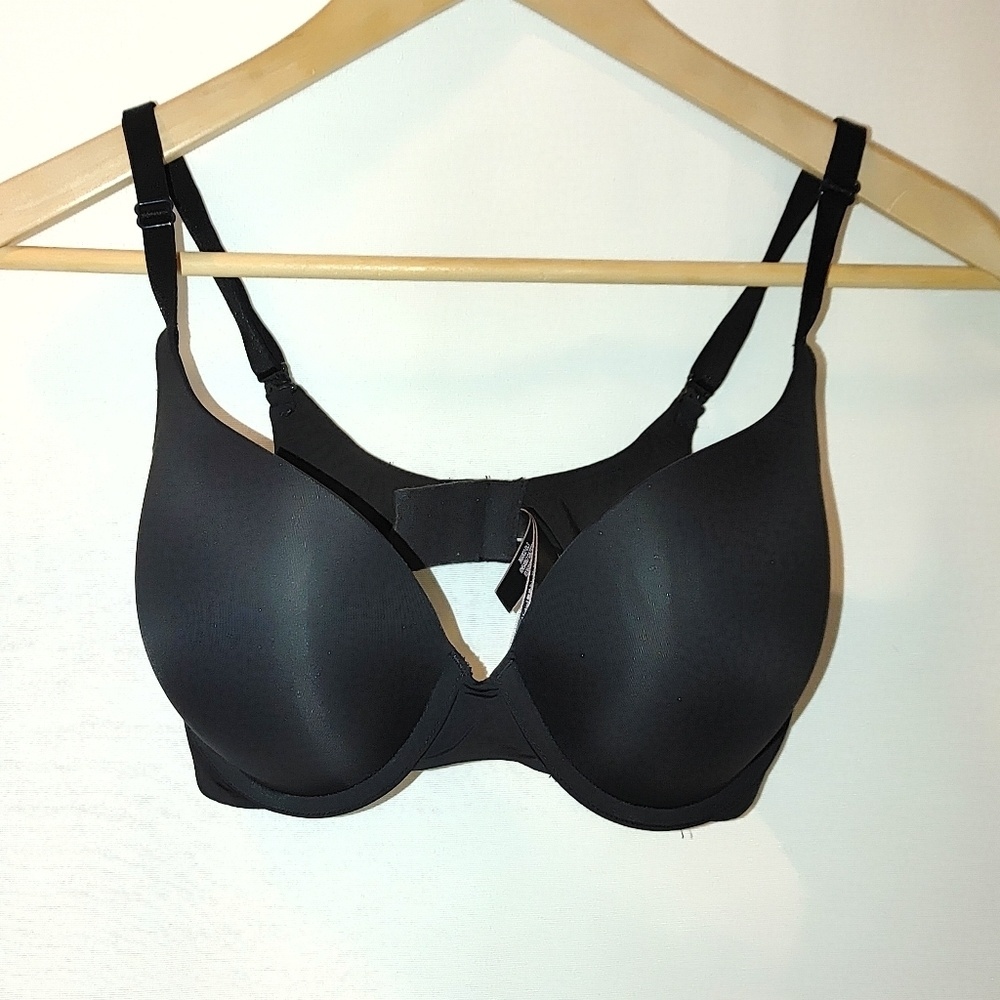 Victoria's Secret Perfect‎ Shape Black Bra 32DD Adjustable Straps Lined Demi